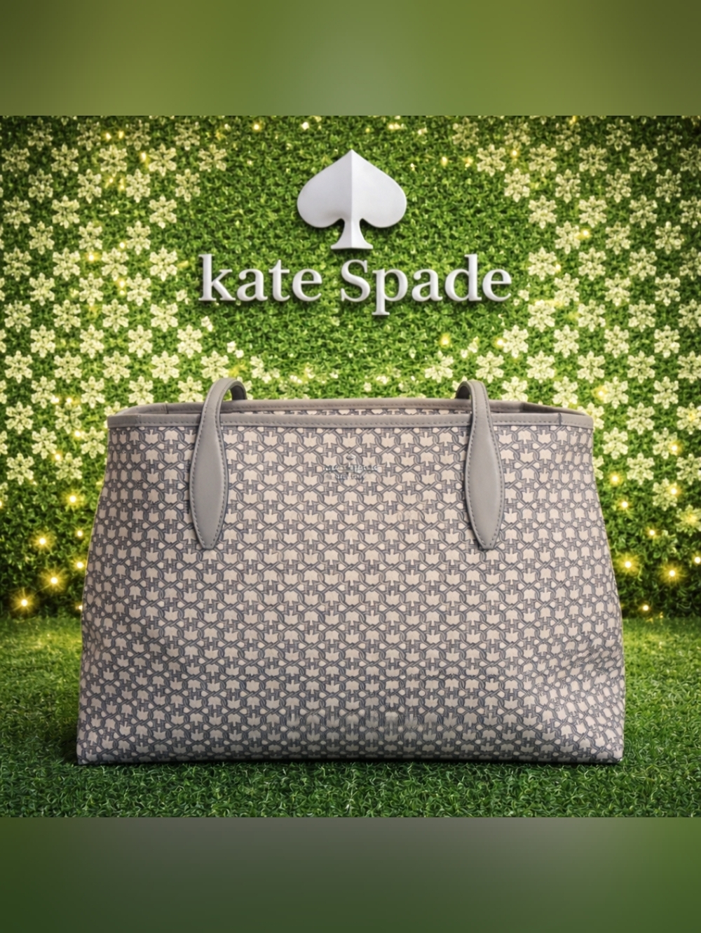 kate spade Gray and Cream Patterned Tote
